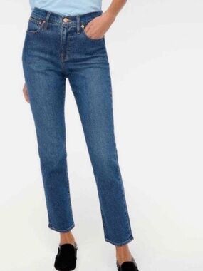 J Crew Essential Straight Ankle Jean Women’s Size 32 Medium Wash Stretch